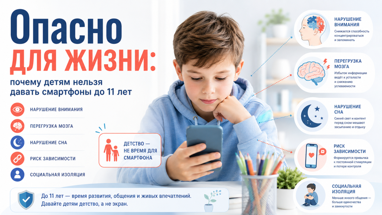 Опасно для жизни: почему детям нельзя давать смартфоны до 11 лет