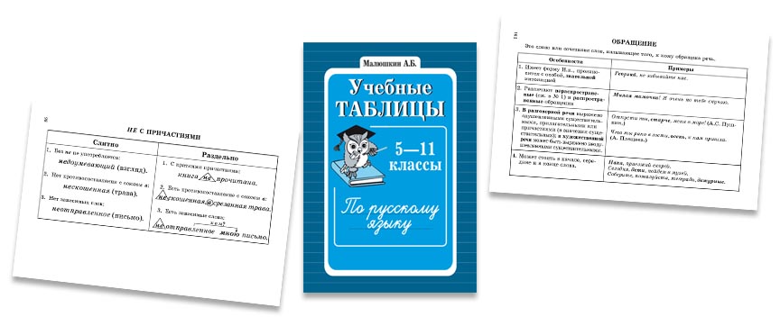 Учебные таблицы по русскому языку  в помощь школьникам и педагогам